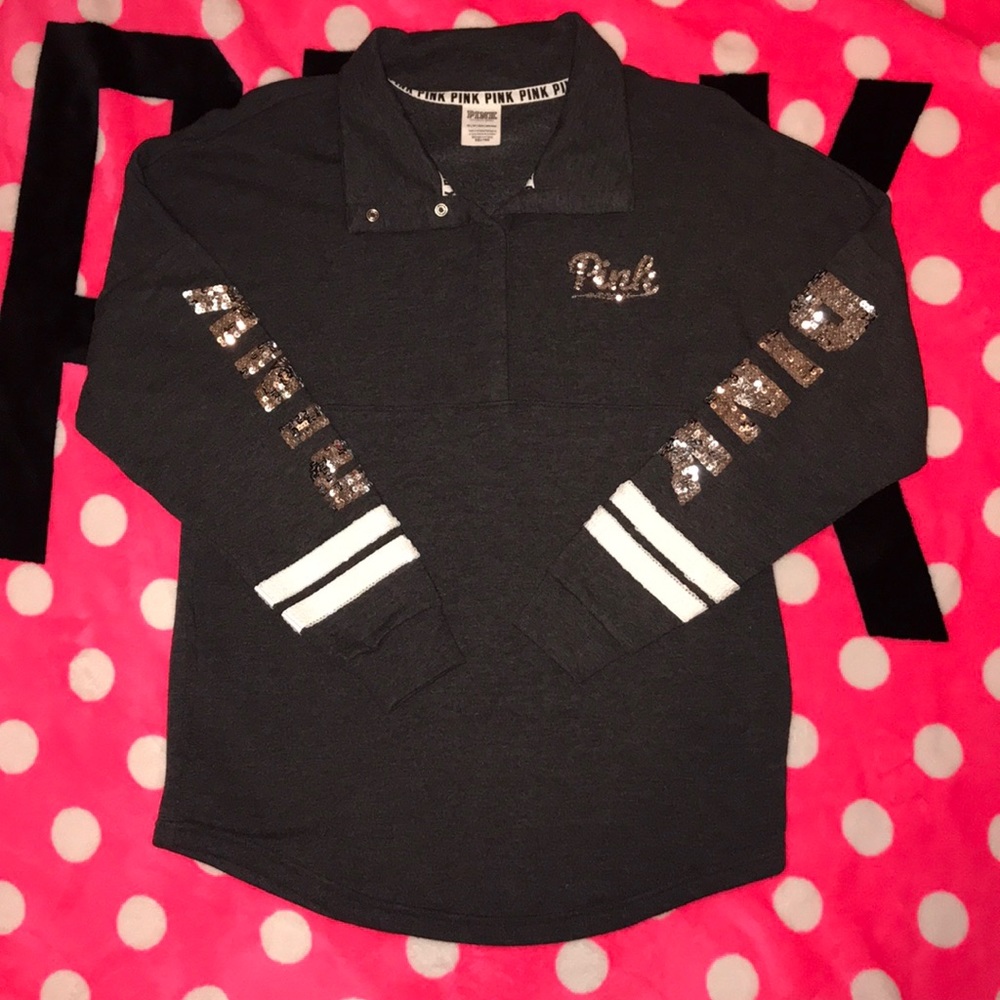 **SOLD** BLING SNAP VARSITY CREW PULLOVER